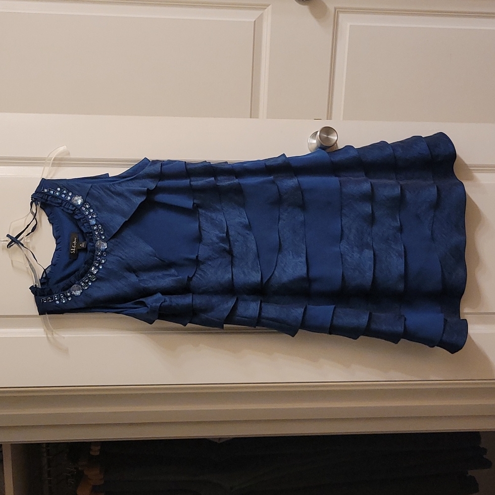 S.L. Fashions blue dress